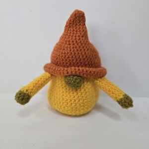 Adorable Amigurumi Little Mr. Yellow And Orange Crochet Gnome